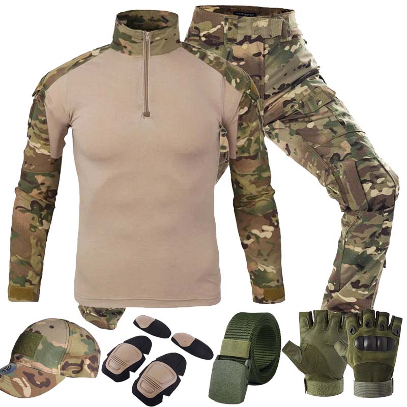 Tactical Military Shirt Cargo - Costumes tactiques d'extérieur MC, uniforme MultiCam