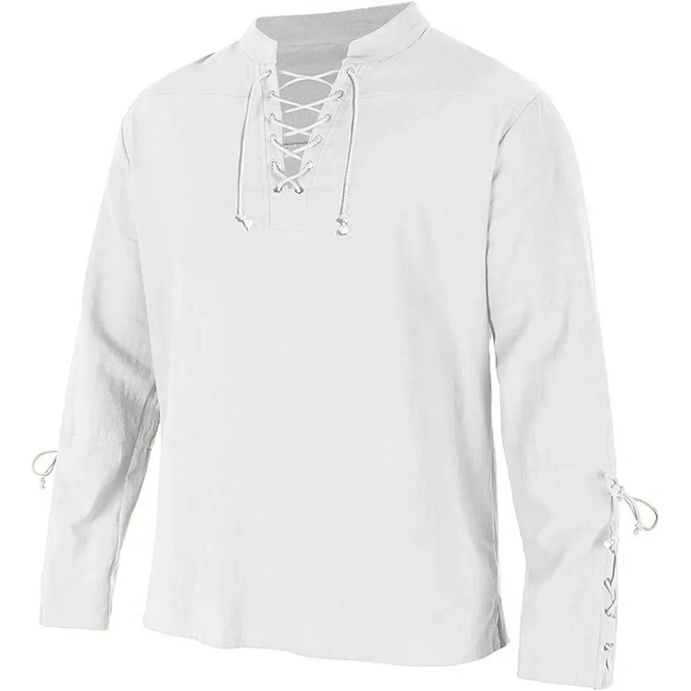 Medieval Gothic Lace Up Pirate Shirt - Chemises à manches longues à lacets
