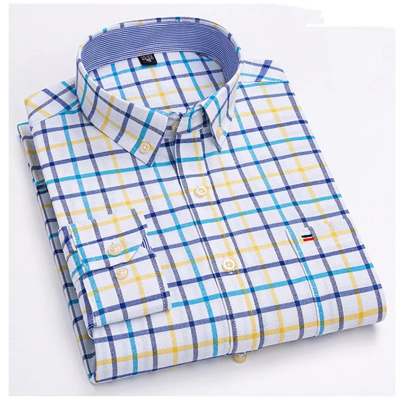 Oxford Cotton Casual Shirt Business - Chemise à manches longues pour hommes,