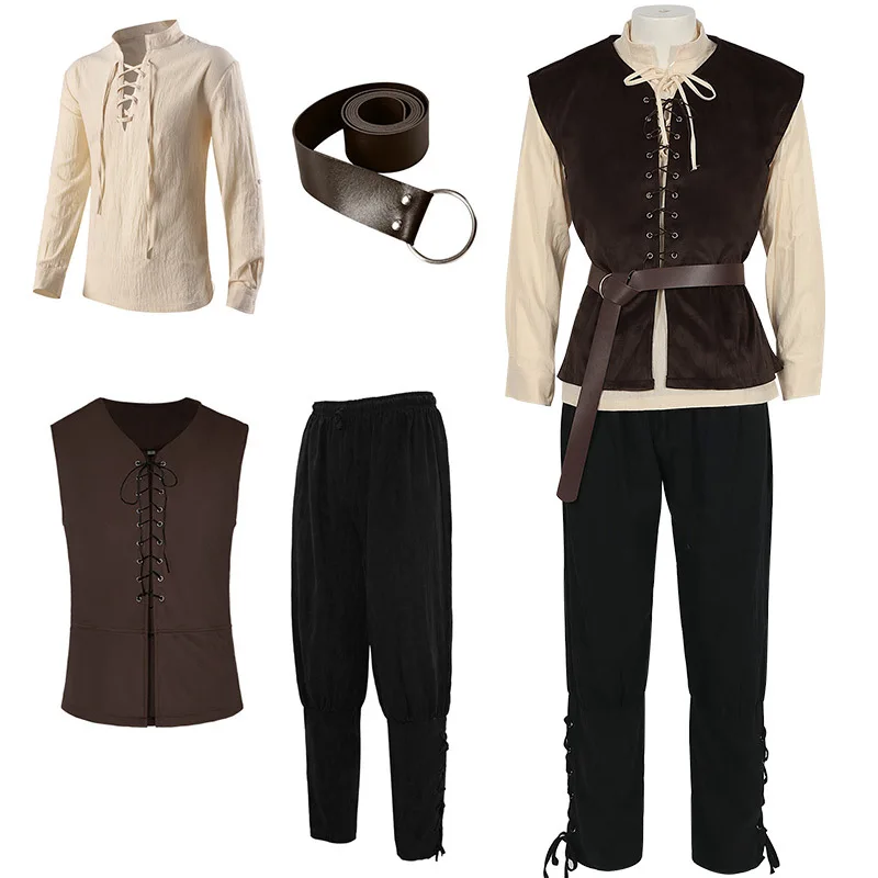 Medieval Gothic Lace Up Pirate Shirt - Chemises médiévales gothiques Steampunk victorien Pirate