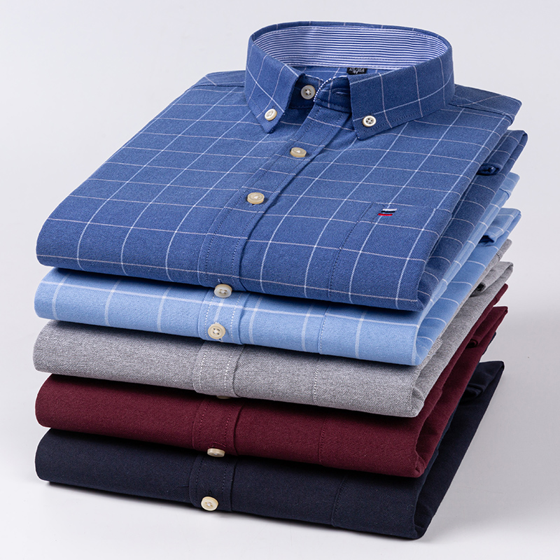 Oxford Cotton Casual Shirt Business - Chemises décontractées pour hommes coton Oxford