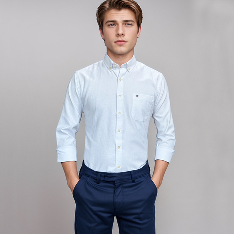 Oxford Cotton Casual Shirt Business - Chemise à carreaux Oxford à manches