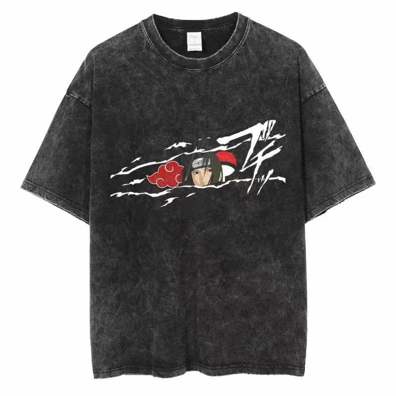 Acid Wash Vintage Graphic T Shirt - T-shirt délavé effet vieilli Naruto pour