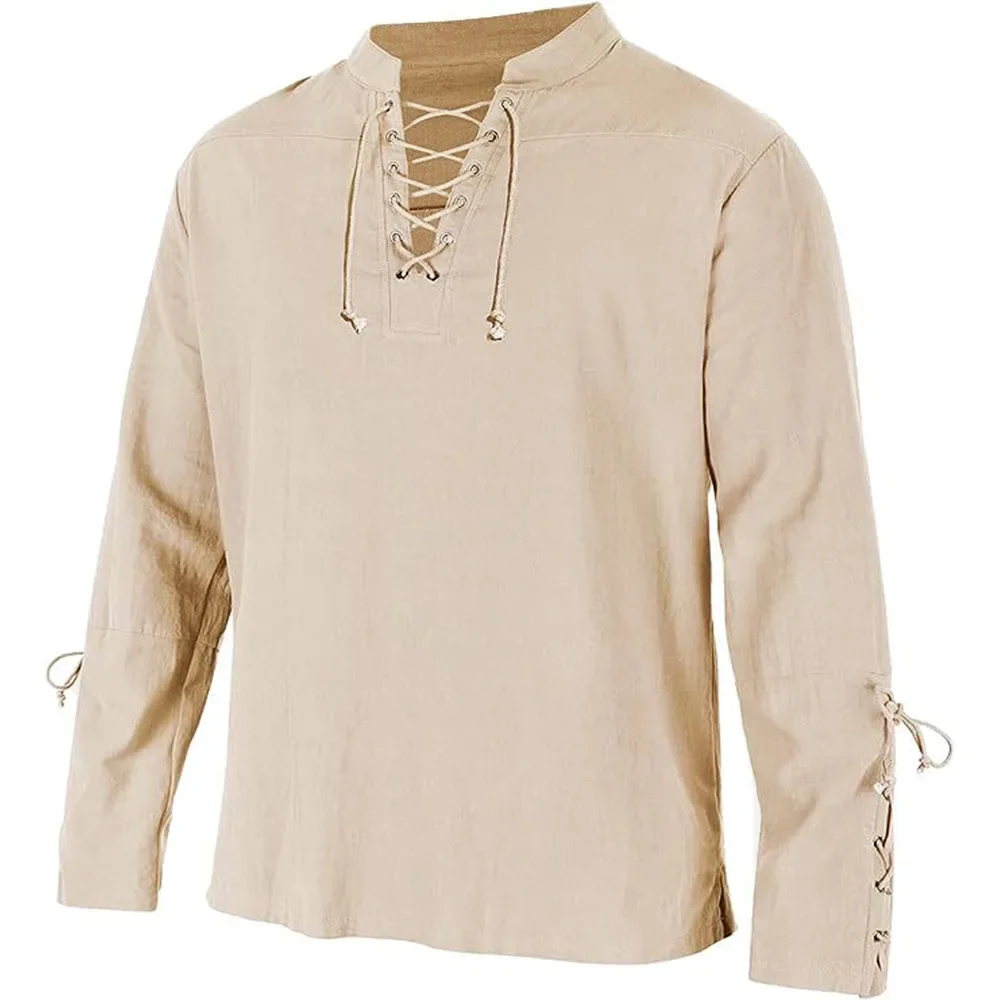Chemises à manches longues à l - Medieval Gothic Lace Up Pirate Shirt avis et prix