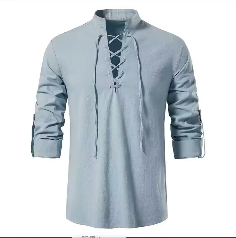 Chemise de pirate pour homme,  - Medieval Gothic Lace Up Pirate Shirt avis et prix