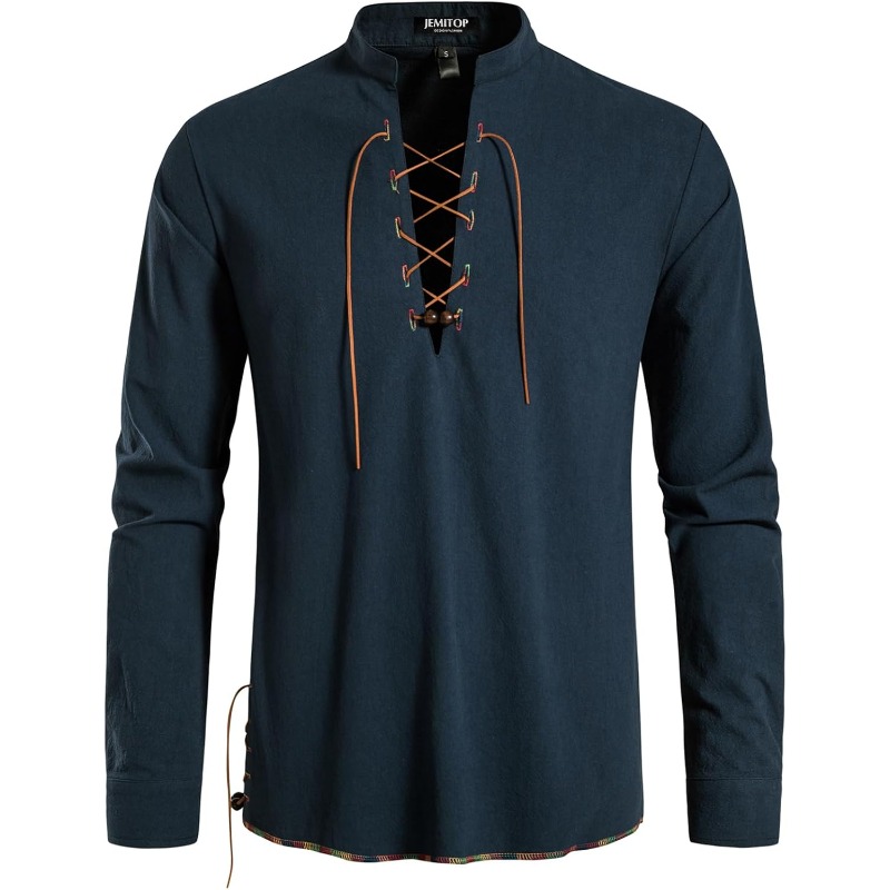 Chemise de pirate pour hommes  - Medieval Gothic Lace Up Pirate Shirt avis et prix