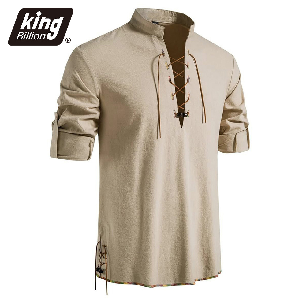 Chemise médiévale à col Henley - Medieval Gothic Lace Up Pirate Shirt avis et prix