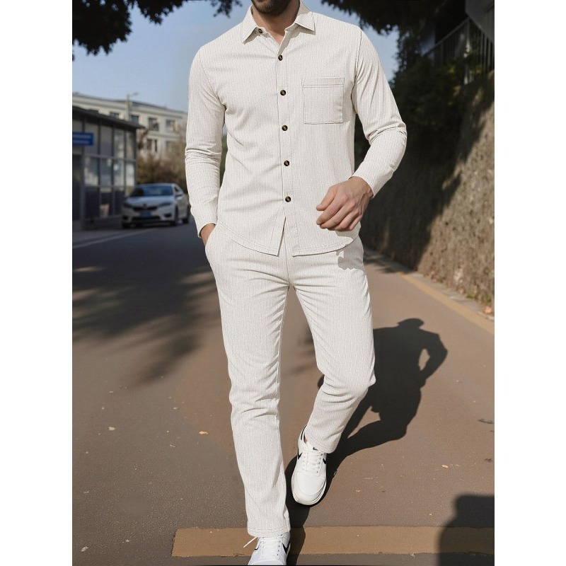Ensemble deux pièces pour homm - Corduroy Button Up Shirt Men avis et prix