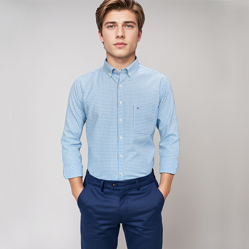 Chemise à carreaux Oxford à ma - Oxford Cotton Casual Shirt Business avis et prix