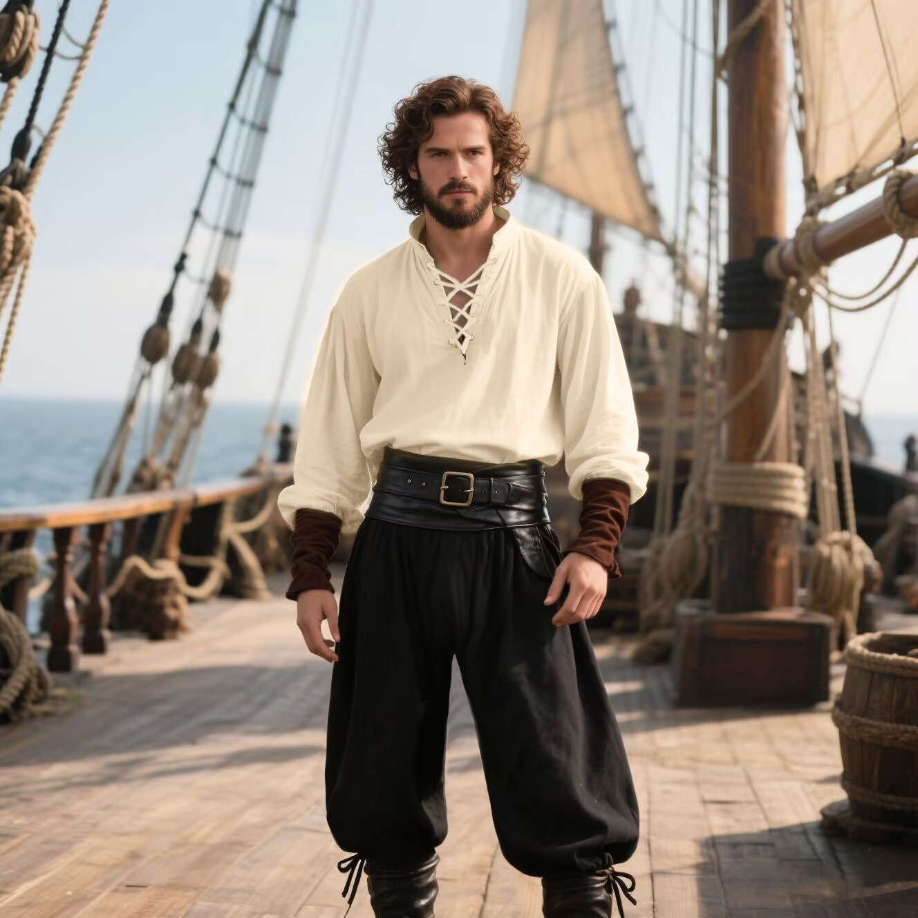 Chemise médiévale Renaissance  - Medieval Gothic Lace Up Pirate Shirt avis et prix