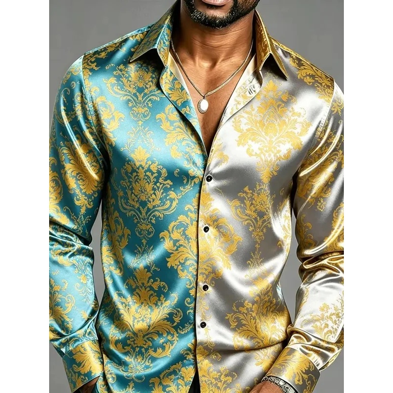 Chemises habillées pour hommes - Mens Satin Silk Dress Shirt avis et prix