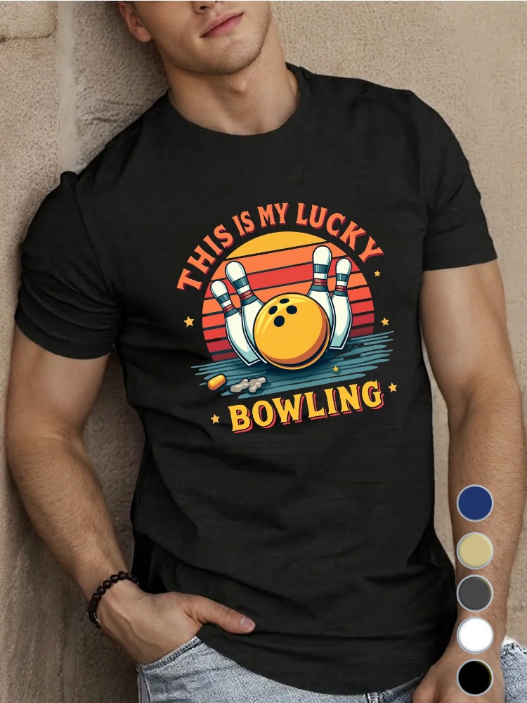 T-shirt en coton bleu roi à co - Short Sleeve Bowling Shirt Retro avis et prix