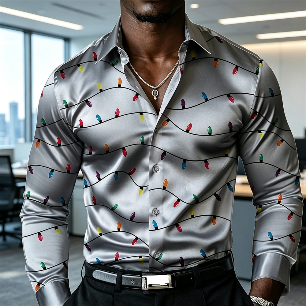 Chemise de Noël pour homme, ch - Mens Satin Silk Dress Shirt avis et prix