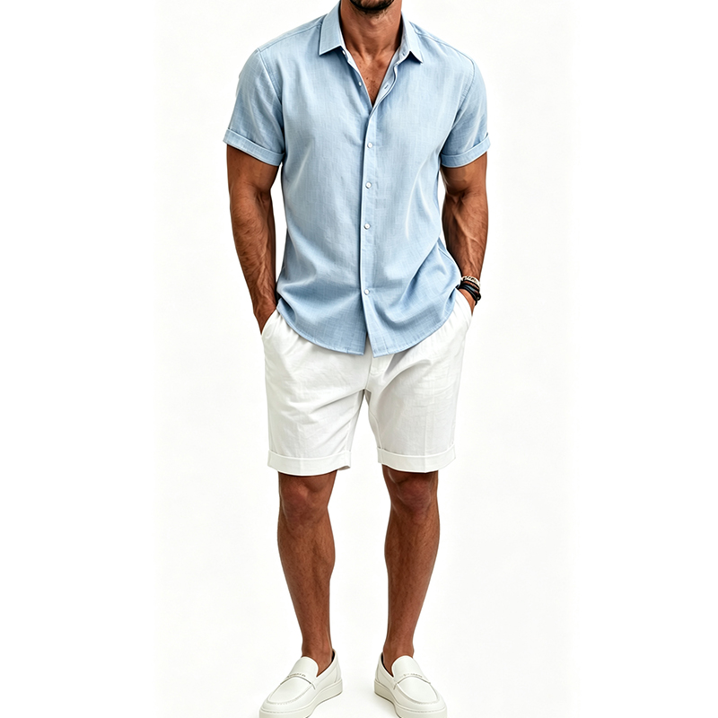 Ensemble chemise et short en c - Mens Linen Shirt Long Sleeve avis et prix